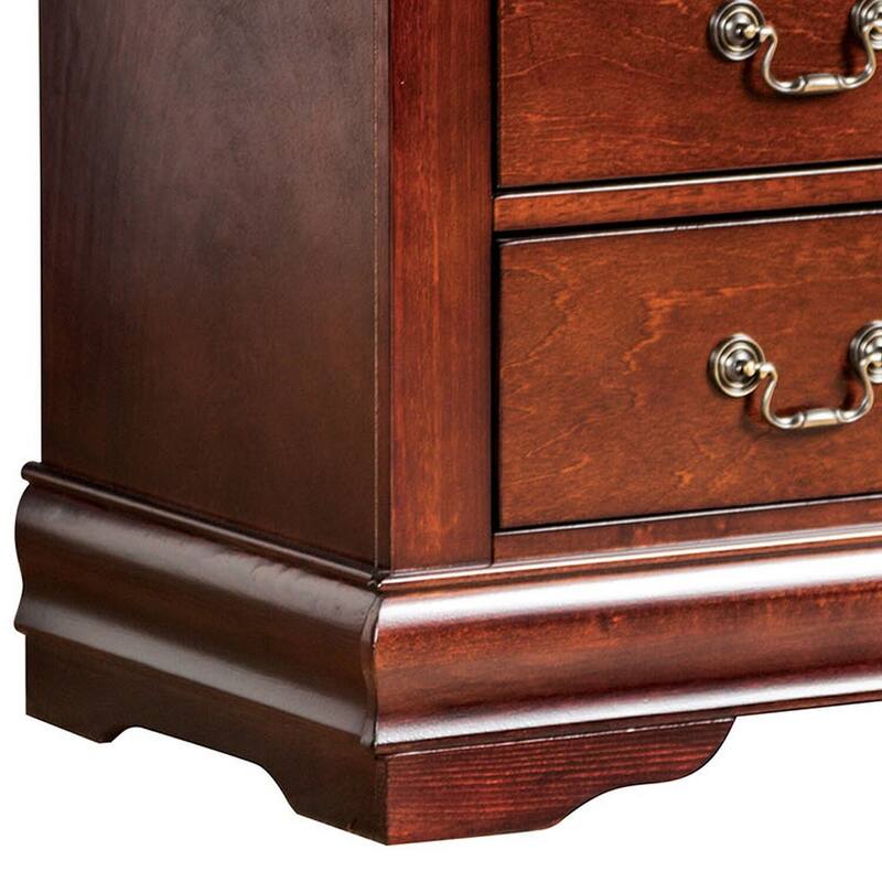 Cherry Brown 2 Drawer 15.5 in. W Nightstand with Sturdy Hardware and Ample Storage