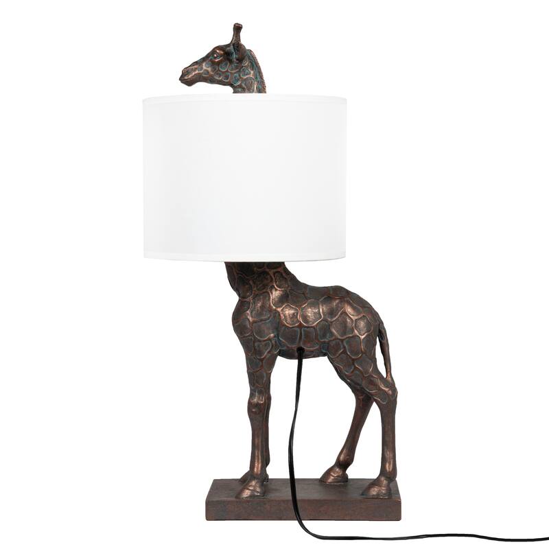 Resin Giraffe Table Lamp with Linen Shade