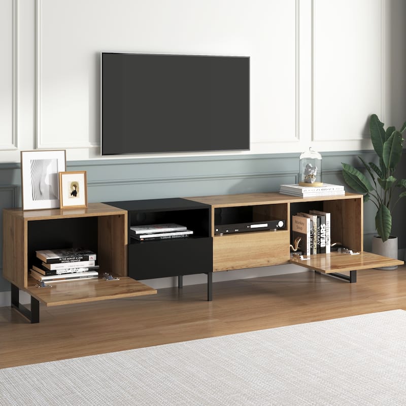 74" TV Stand with Drop-Down Door & Storage for TVs Up to 85"