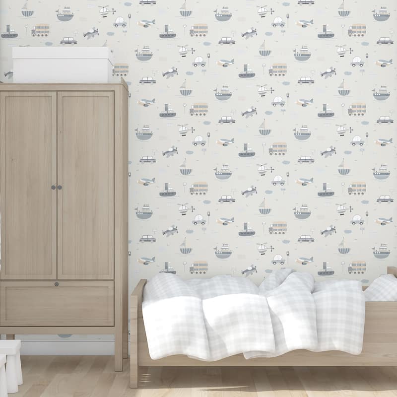 Galerie Wallcoverings Tiny Tots 2 Transportation Non-woven Matte Wallpaper Roll