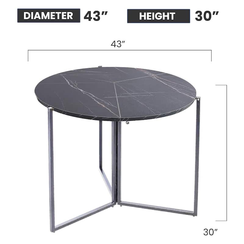 Black Carrera Foldable Round Trifold Table 43" Modern Multi-Use Design