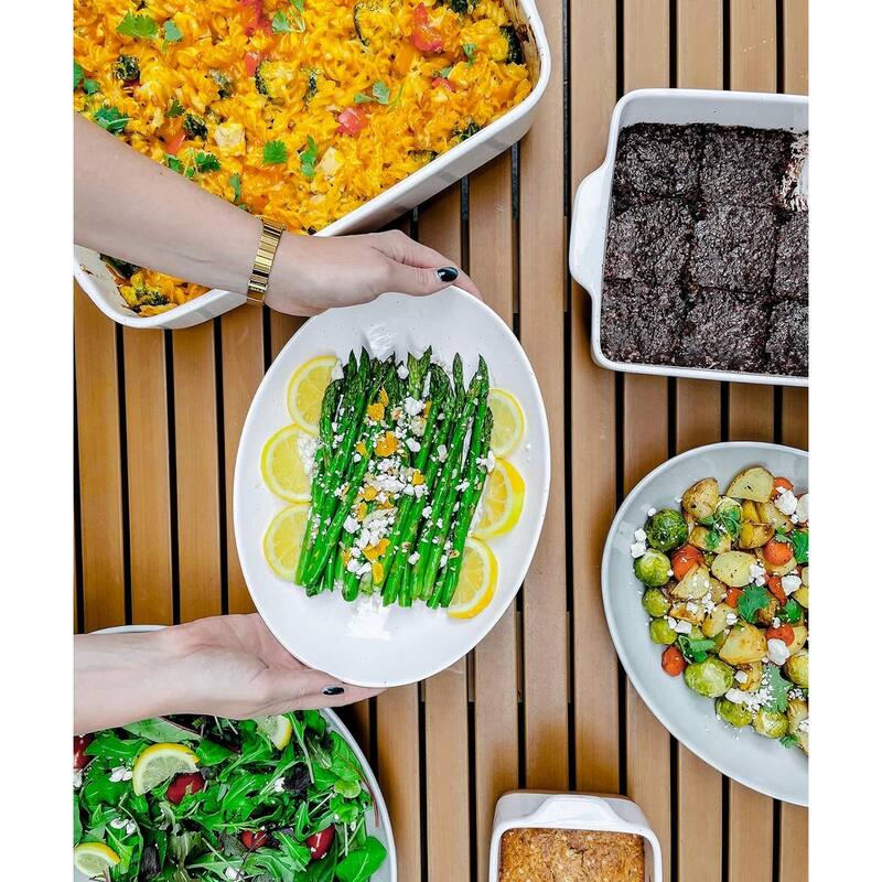 Ceramic Serving Bowls Set of 2 Oval Platters for Entertaining Bed