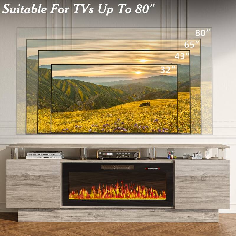 BOSSIN 70 Fireplace TV Stand with 36 Electric Fireplace