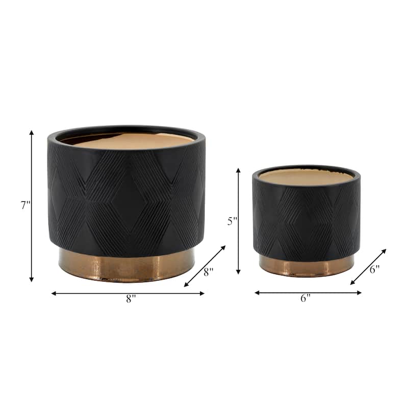 Sagebrook Home Modern Neutral Ceramic Planter Set of 2 - 8"x8"x7"