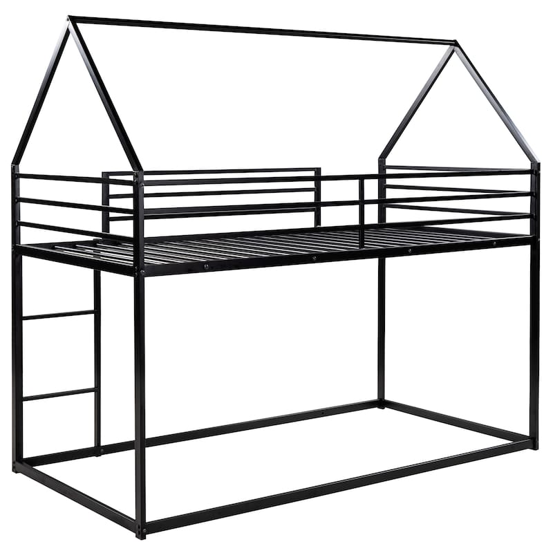 House Bunk Bed with Built-In Ladder