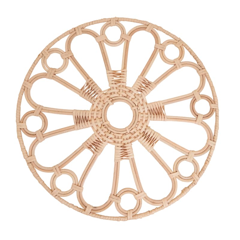 Rattan Round Placemats (Set of 4) - Handwoven Open Weave Design for Dining, Entertaining & Everyday Table Styling, 15" - 15"x15"