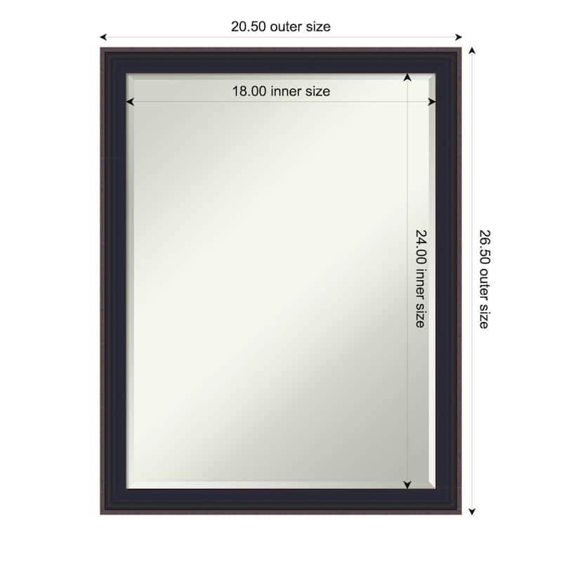 Havana Half-Inch-Bevel Framed Bathroom Vanity Wall Mirror - Havana Black Bronze - 21 x 27 in