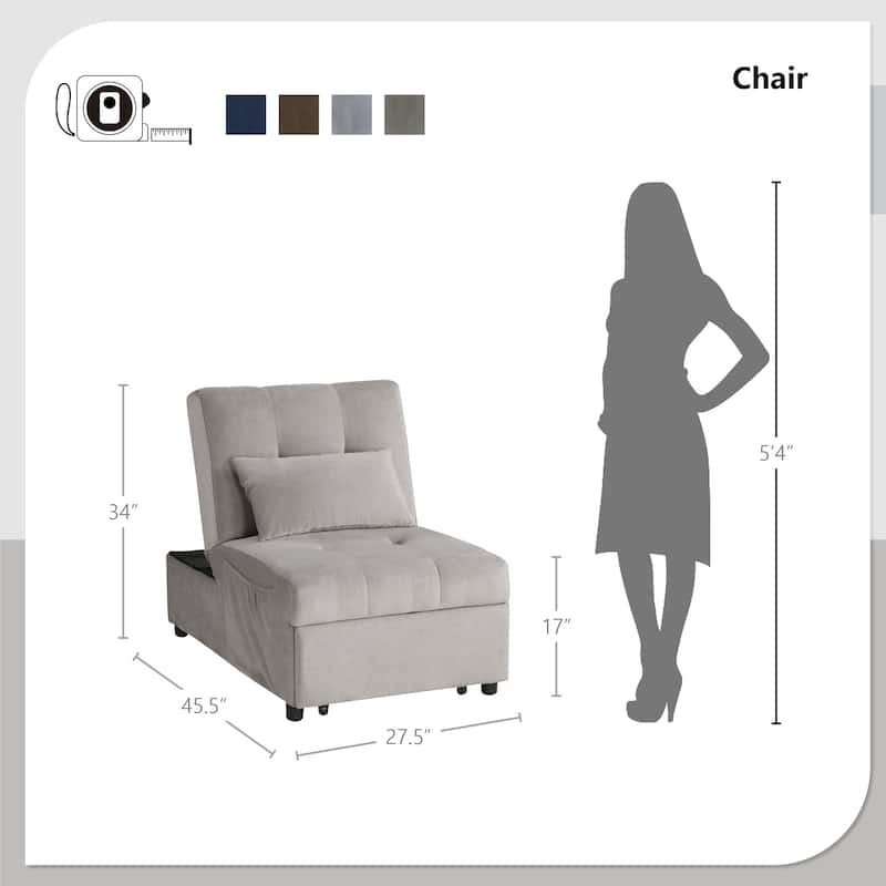 Daria 4-in-1 Convertible Futon Lounge Chair
