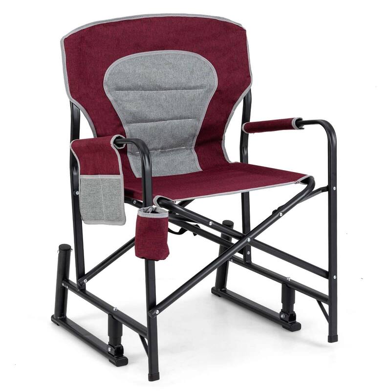 Goplus Outdoor Rocker Camping Chair for Adults with Dual Springs - See Details - Red