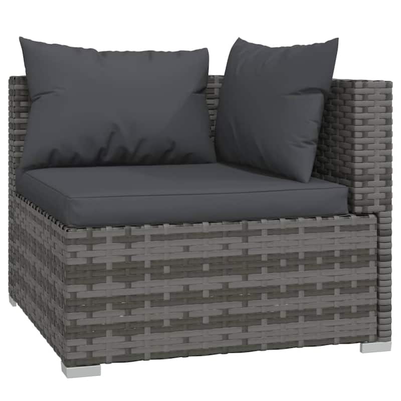 vidaXL Patio Lounge Set Outdoor Sectional Sofa Set Table Garden Poly Rattan - 27.6" x 27.6" x 23.8"