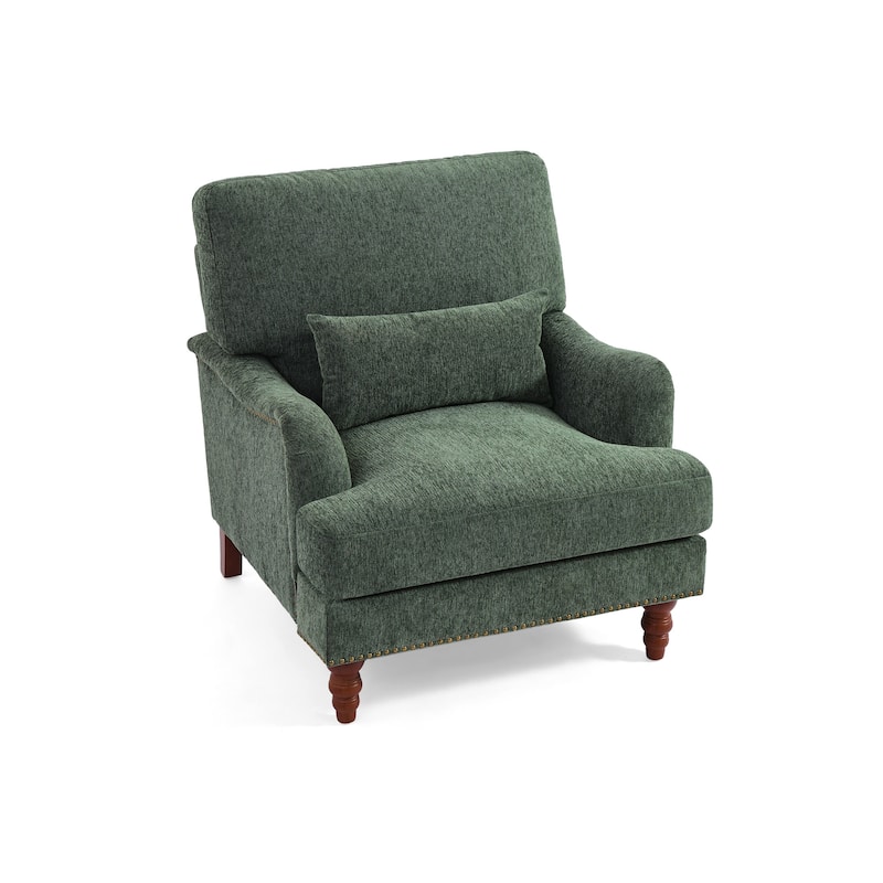 Set of 2 Mid Century Chenille Upholstered Accent Chairs