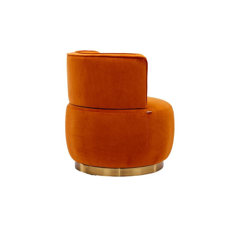 Swivel Barrel Chair, Comfy Velvet Upholstered Accent Sofa Chair, Leisure Club Chair with Shell-Shaped Back & Angled Armrests