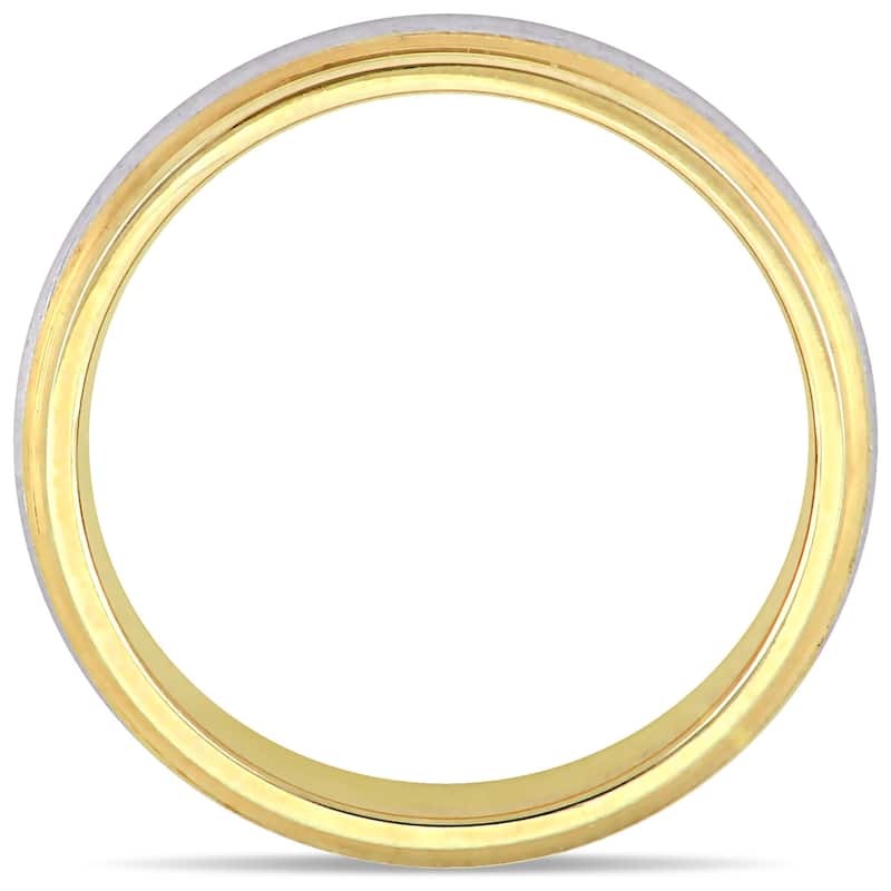 Miadora Ladies Brushed Comfort Fit Wedding Band in 2-Tone 10k Yellow and White Gold (4mm)