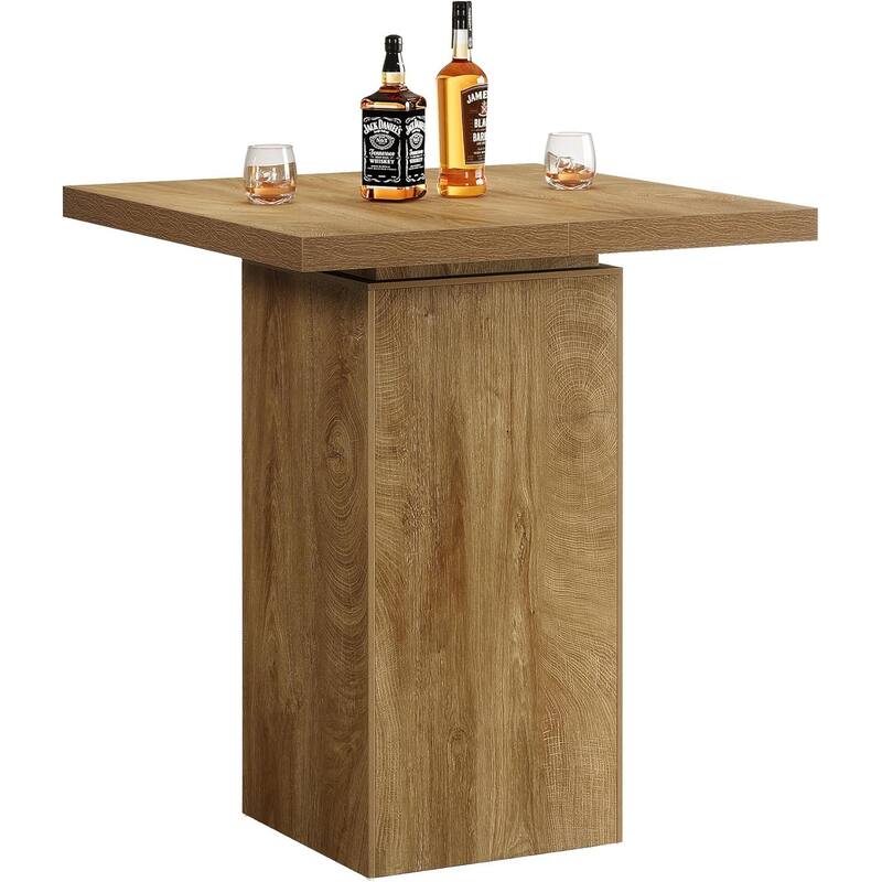 39.4" High Square Counter Height Bar Table Bistro Pub Cocktail Table - 31.10" W x 31.10" D x 39.37" H