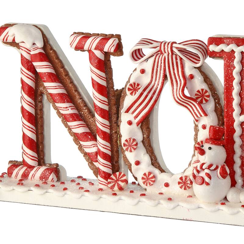 17" Mdf/Claydough Peppermint Noel Table Piece