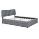 preview thumbnail 21 of 32, Eye-catching Design Teddy Fleece Upholstered Platform Bed with Twin XL Trundle, LED Light, Queen Size
