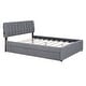 preview thumbnail 5 of 80, Teddy Fleece Platform Bed with Trundle, Vertical Striped Headboard and Smarter LED Bed Frame, Upholstered Frame Bed