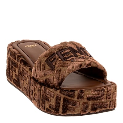 Fendi FF Jacquard Platform Slide