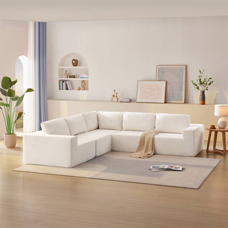 116*116" Modular L Shaped Sectional Sofa,Foam-Filled Compressed Sofa - Beige