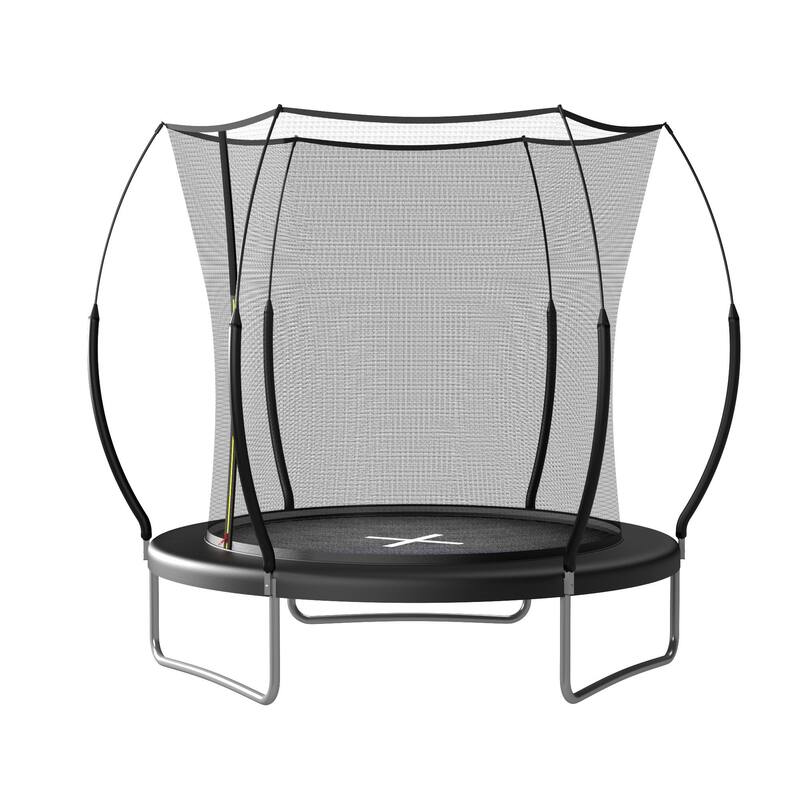 8 FT Spring Free Trampoline No Gap Design Safety Net Fiberglass Poles