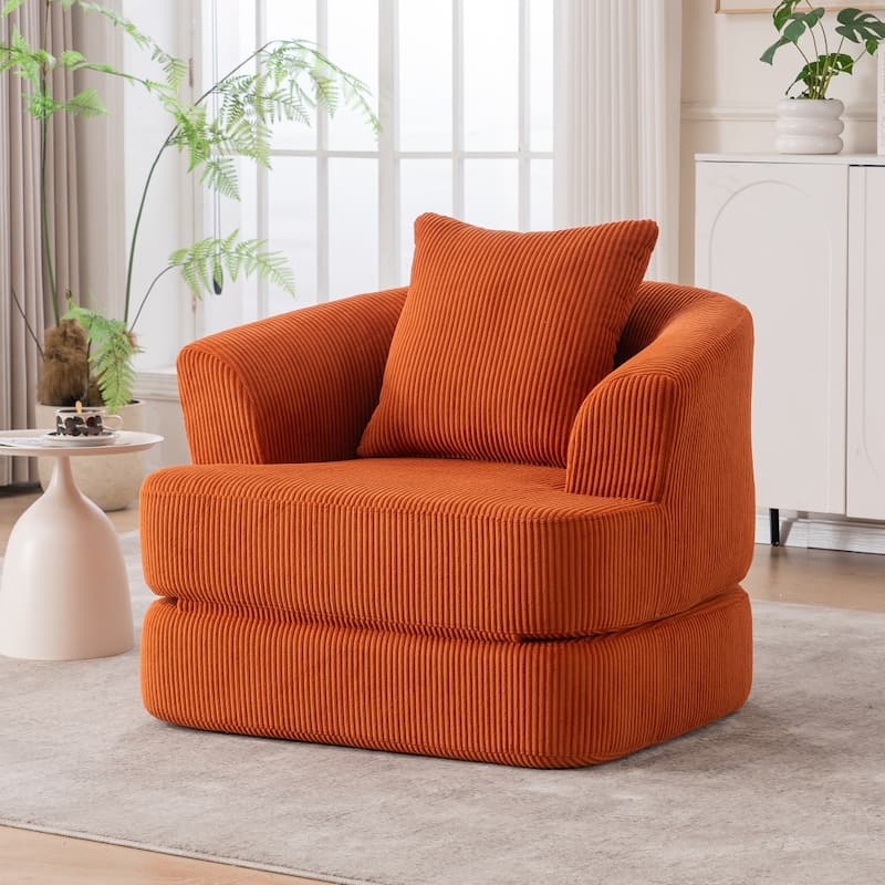 Corduroy Foldable Single Recliner Sofa