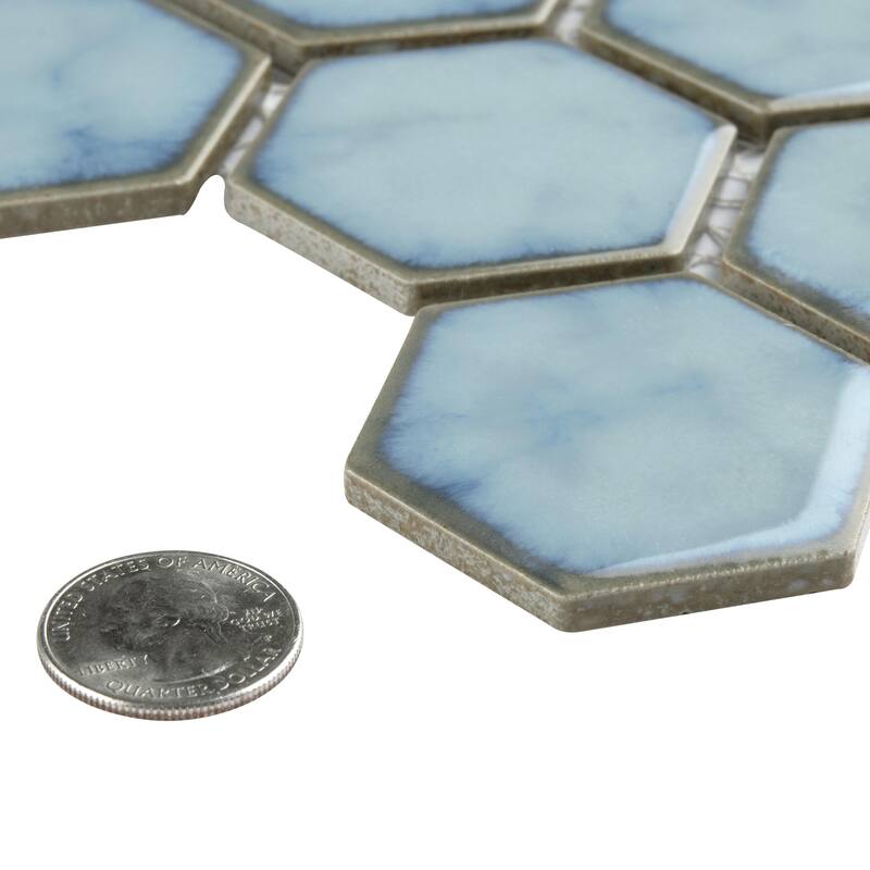 Merola Tile Hudson Due 2" Hex Marine 10-7/8" x 12-5/8" Porcelain Mosaic Floor and Wall Tile