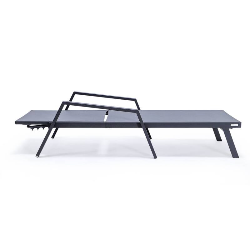 Marlin Outdoor Sun Chaise Lounge Chair with Arms - Stackable Mesh Recliner for Pool, Beach, Patio, Garden, Deck or Backyard