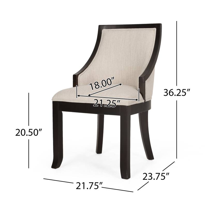 2PCS Fabric Dining Chair With Wood Frame