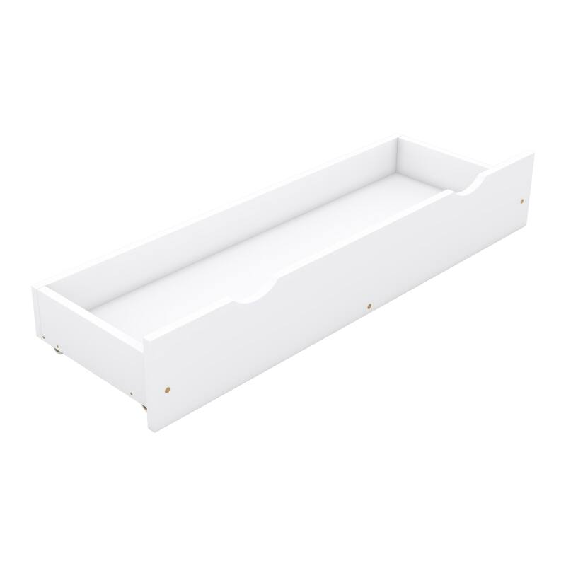 Queen Size House Platform Bed with Guardrail and Storage Drawers, White