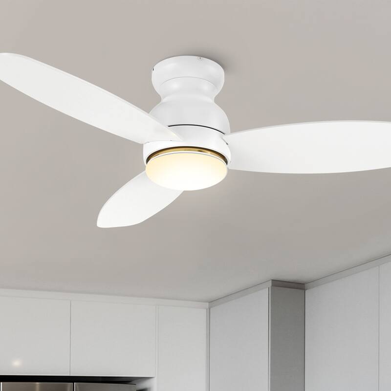 CARRO Reed 48" Indoor Ceiling Fan with LED Light and Remote - White/Maple