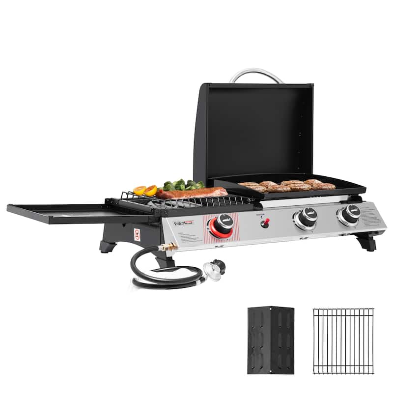 Royal Gourmet 3-Burner Grill and Griddle Combo Station with Lid