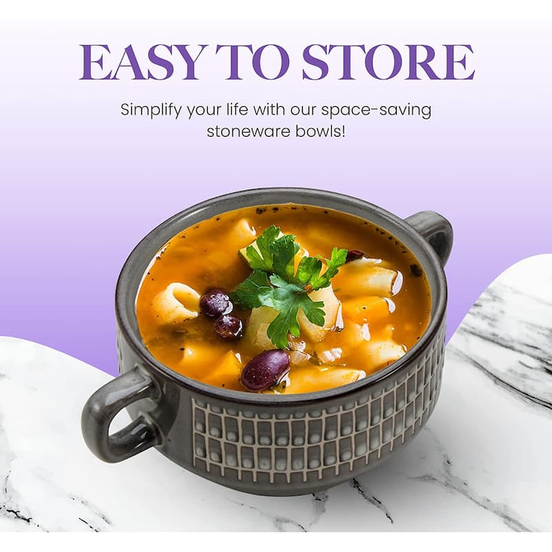 American Atelier Glazed Soup Bowls with Handles Set of 4 - 16 oz.