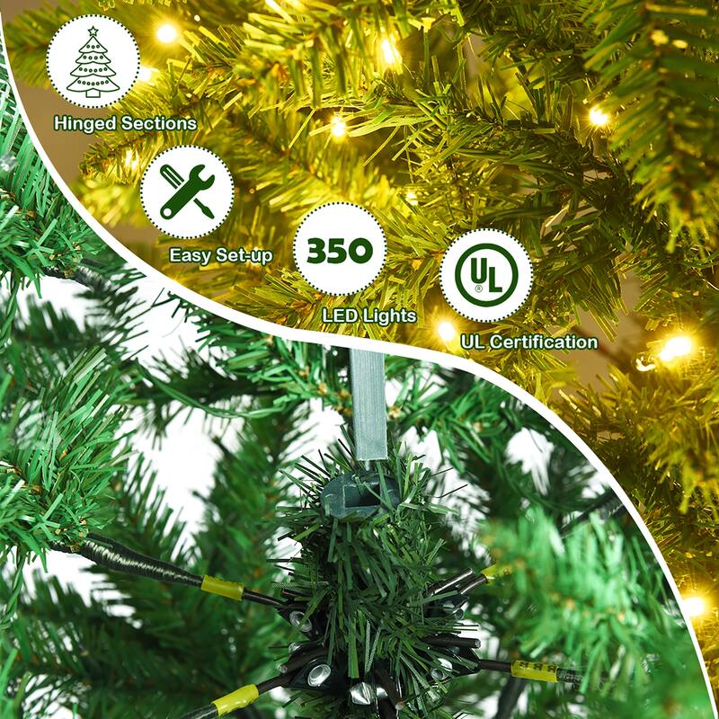 Costway 5/6/7 Ft Pre-lit Artificial Pencil Christmas Tree Hinged Fir