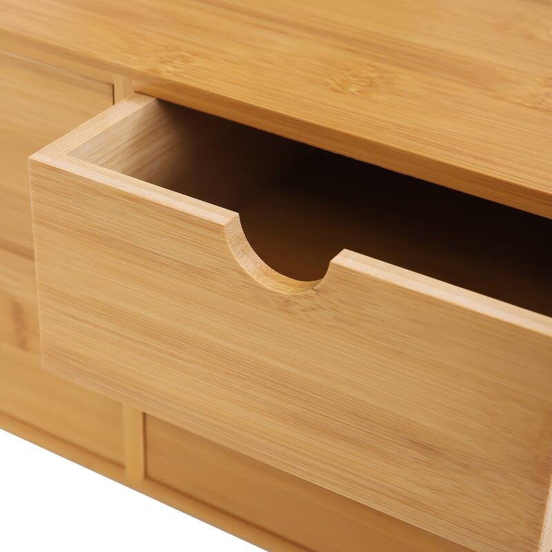 Bamboo Desktop Stackable Office Home Desk Storage Box
