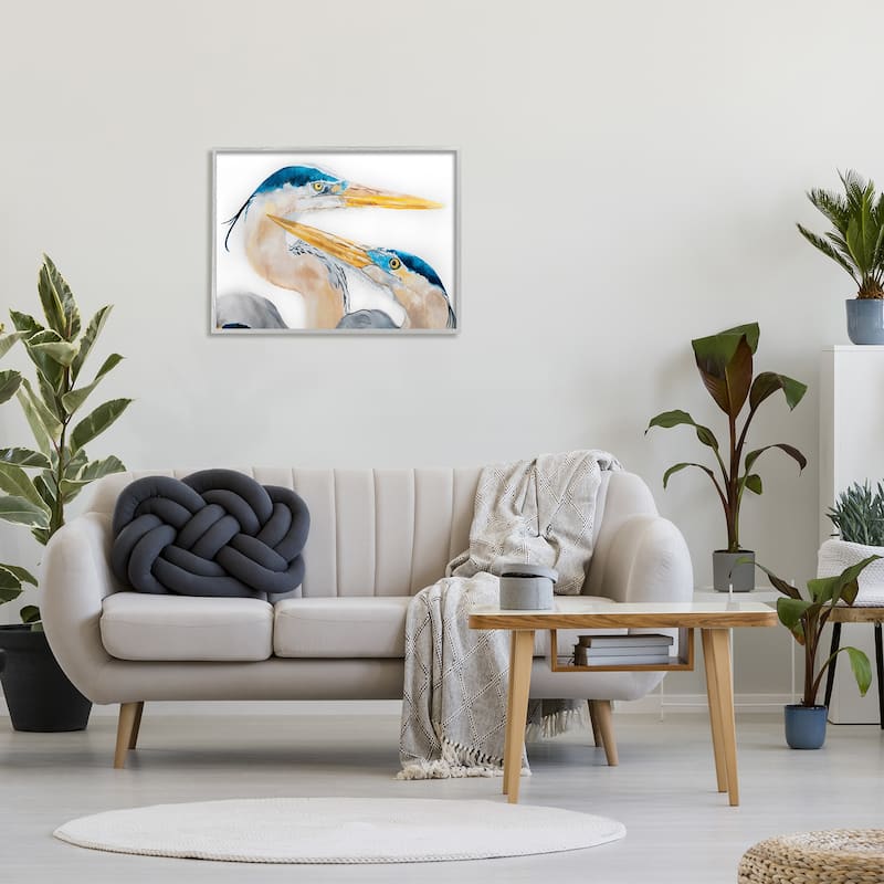 Stupell Great Blue Heron Pairing Bird Waterfowl Pair Portrait Framed Wall Art