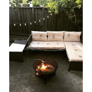 Outsunny 3 Piece Outdoor Rattan Wicker Patio Sofa and Chaise Lounge Set