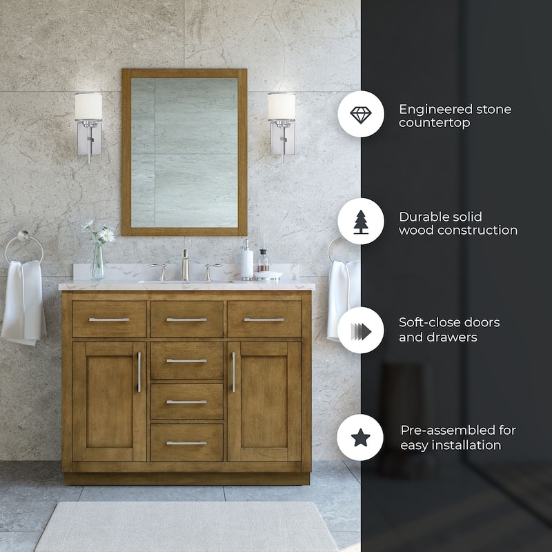Athea Bathroom Vanity with White Engineered Marble Top