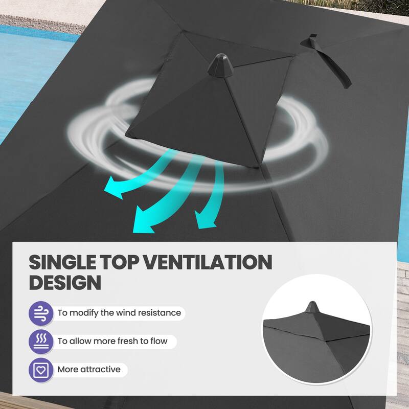 Crestlive Products 9 x 5 FT Patio Outdoor Rectangular Market Umbrella with Base