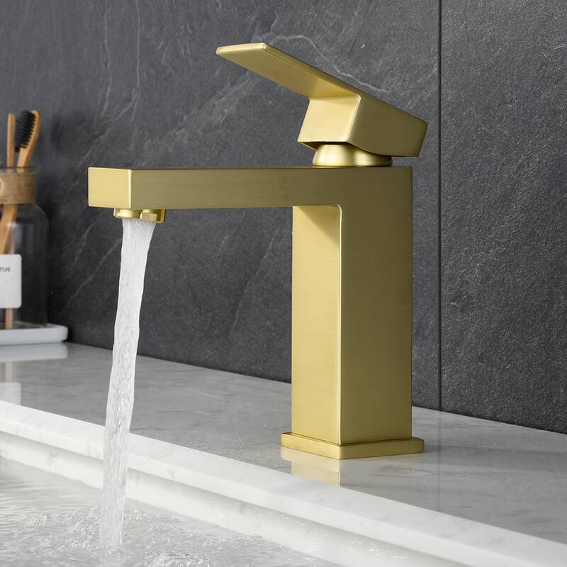 Single Handle Bathroom Sink Faucet with Anti Rust and Anti Corrosion, Anti Fingerprint, Suitable for Home Hotel Bathroom - Yellow