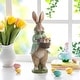 preview thumbnail 19 of 22, Glitzhome Easter Resin Bunny Boy Girl Table Statue Decoration Rabbit Figurine with Flower Party Ornaments