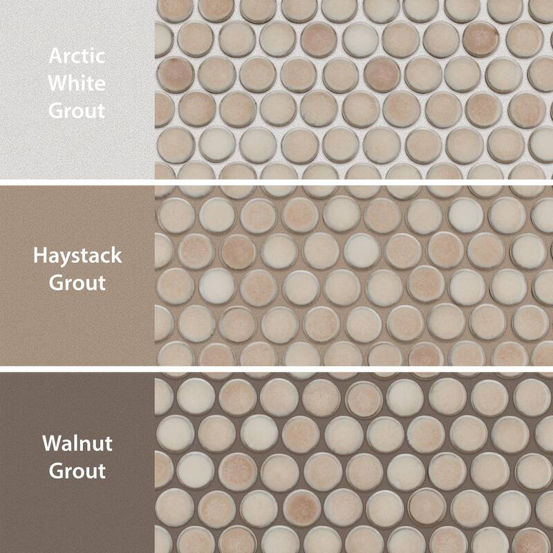 Merola Tile Hudson Penny Round Truffle 11-7/8" x 12-5/8" Porcelain Mosaic Floor and Wall Tile