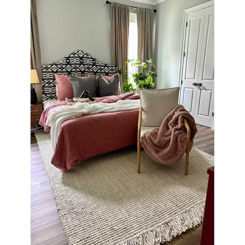 Hauteloom Senneterre Jute Living Room, Bedroom Area Rug - Cream - 12' x 15'