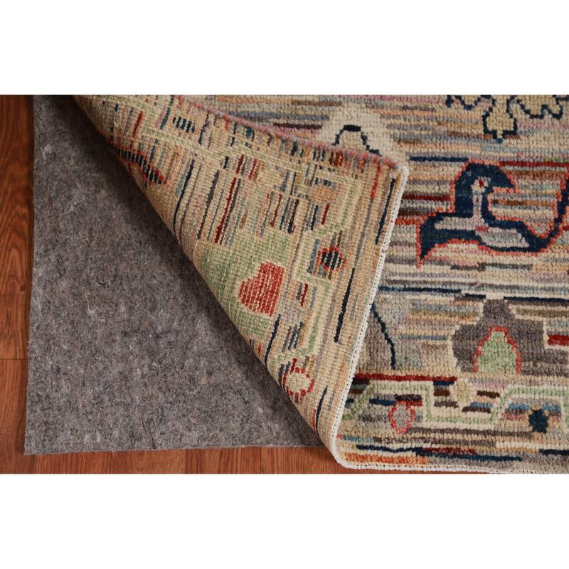 Hand Knotted Oriental 100% Wool Carpet Transitional Floral Multi-Colored Oushak Runner Rug - 9' 3'' X 2' 5''