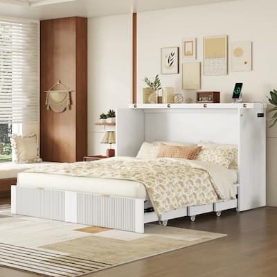 Murphy Bed with Pulley Design, Drawer, and USB