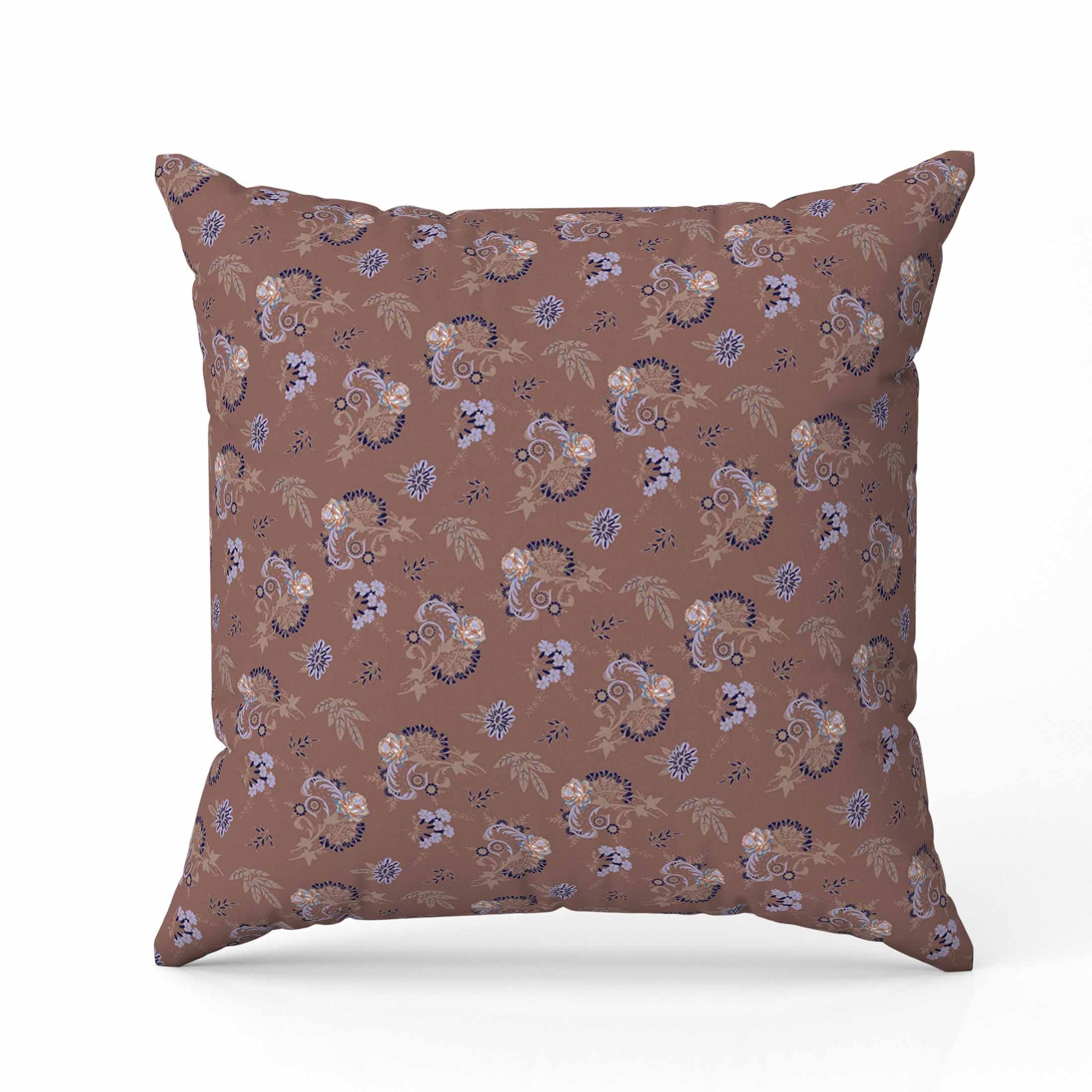 Rose Dreams Faux Suede Reversible Throw Pillow Brown and Blue