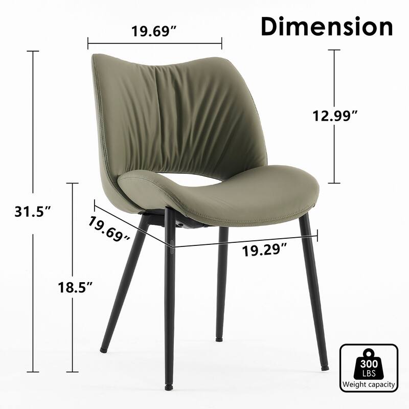 Modern PU Leather Dining Chairs Set of 2, Upholstered Kitchen Chairs