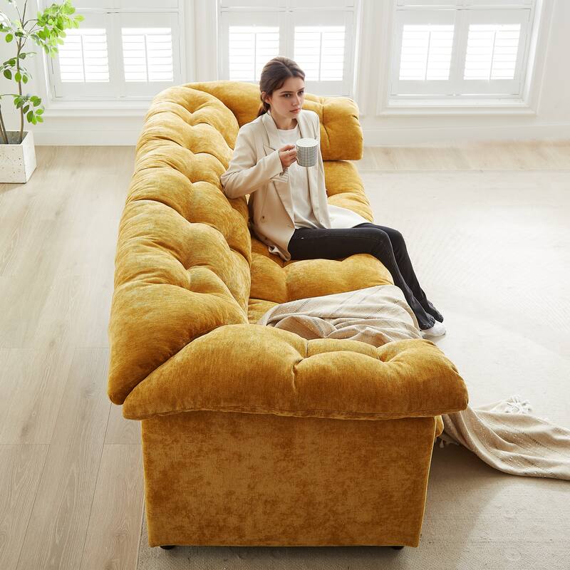 99.2" Fabric Modern Classic 3-Seater Sofa with Plush Cushions