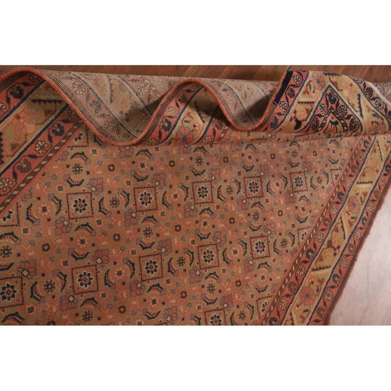 All-Over Mahal Persian Vintage Runner Rug Hand-Knotted Wool Carpet - 3'9" x 13'4"