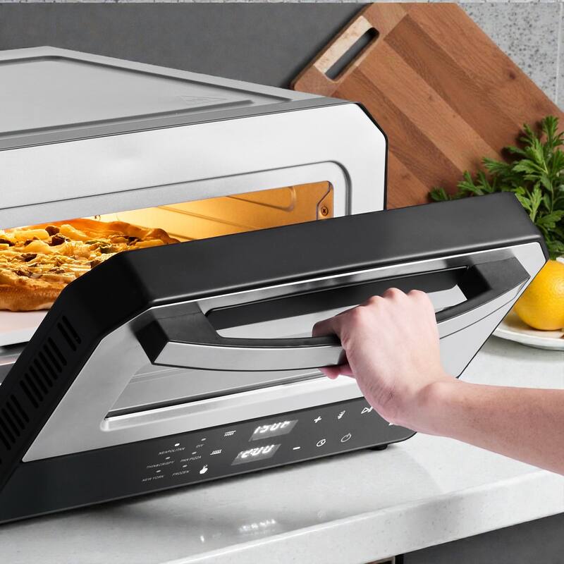 12 Inch Electric Pizza Oven with Pizza Stone, 750℉ High Temp Pizza Maker, Dual Heat Control, 5 Presets