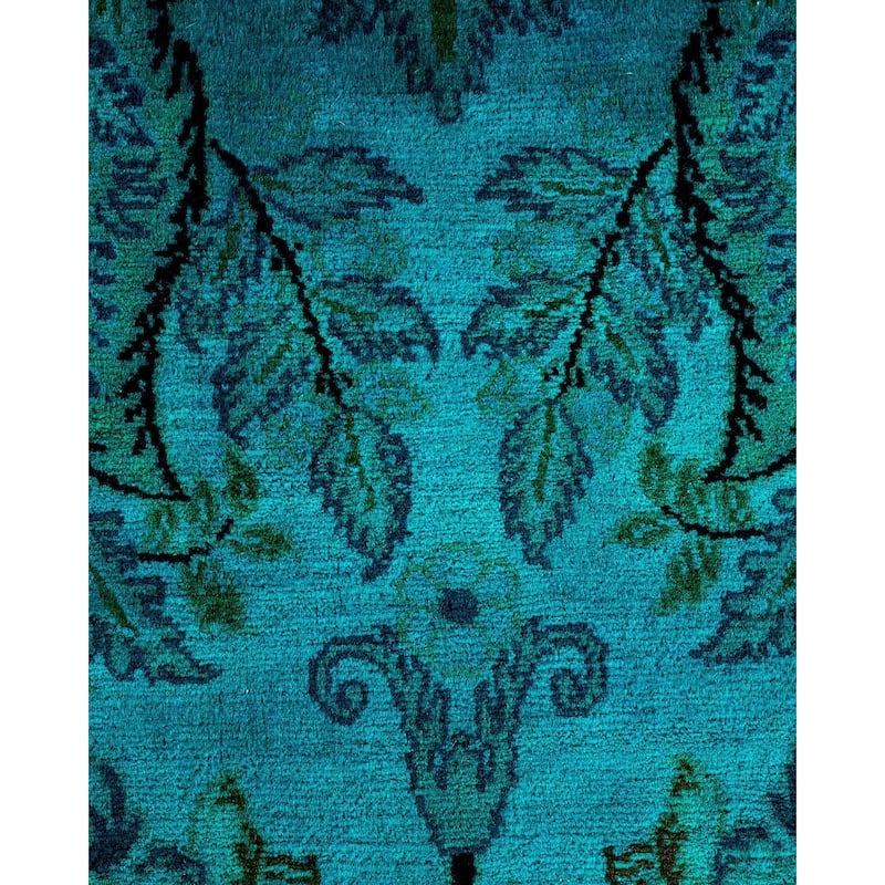 Overton Hand Knotted Wool Vintage Inspired Modern Contemporary Overdyed Blue Area Rug - 8' 0" x 10' 3"